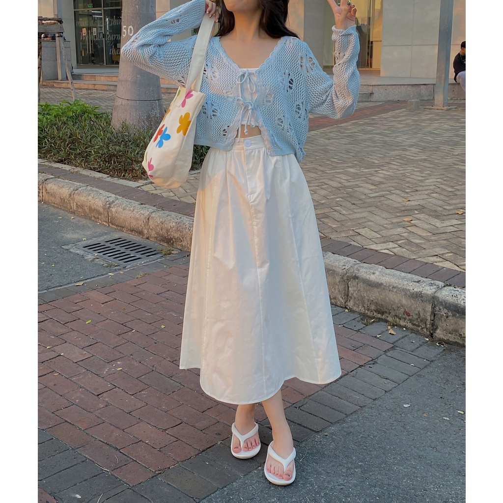 Áo cardigan lửng thắt dây 3 màu LENCLOTHING 8519