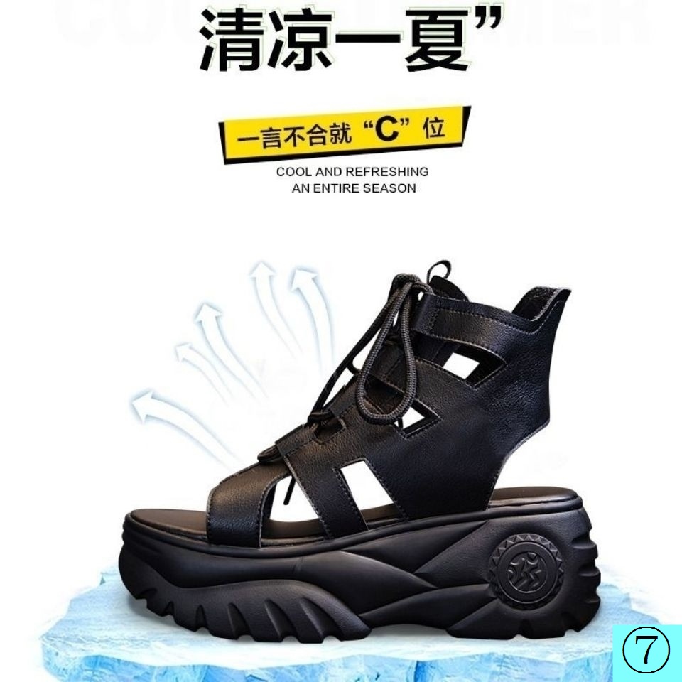Giày Sandal Đế Xuồng Dày Dặn Bằng Da Mềm Chống Trượt Thoải Mái Thời Trang Xuân Hè 2022 Dành Cho Bạn Nữ