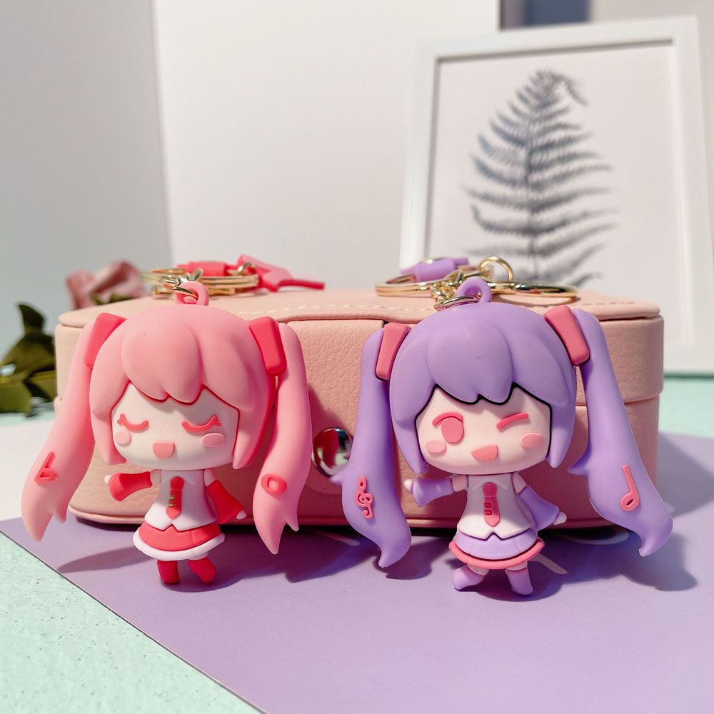 Móc khóa mặt hình nhân vật Hatsune Miku nhiều màu sắc thời trang