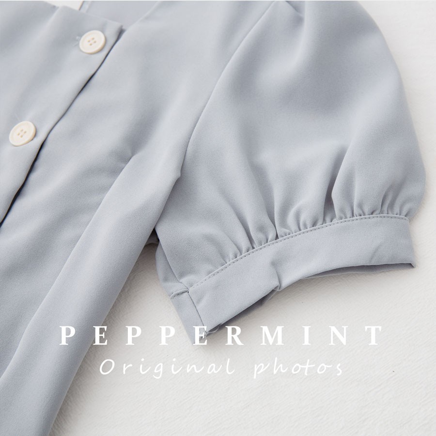 Áo Sơ Mi Tay Ngắn Cổ Vuông Màu Trơn Phong Cách Hàn Quốc Thời Trang Mùa Hè Hàng Mới 44756