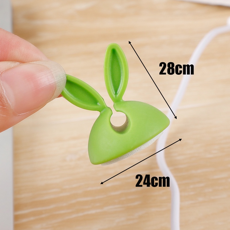 Kẹp Cố Định Dây Cáp Tai Nghe Gắn Bàn Điều Khiển Xe Hơi Hình Tai Thỏ Dễ Thương