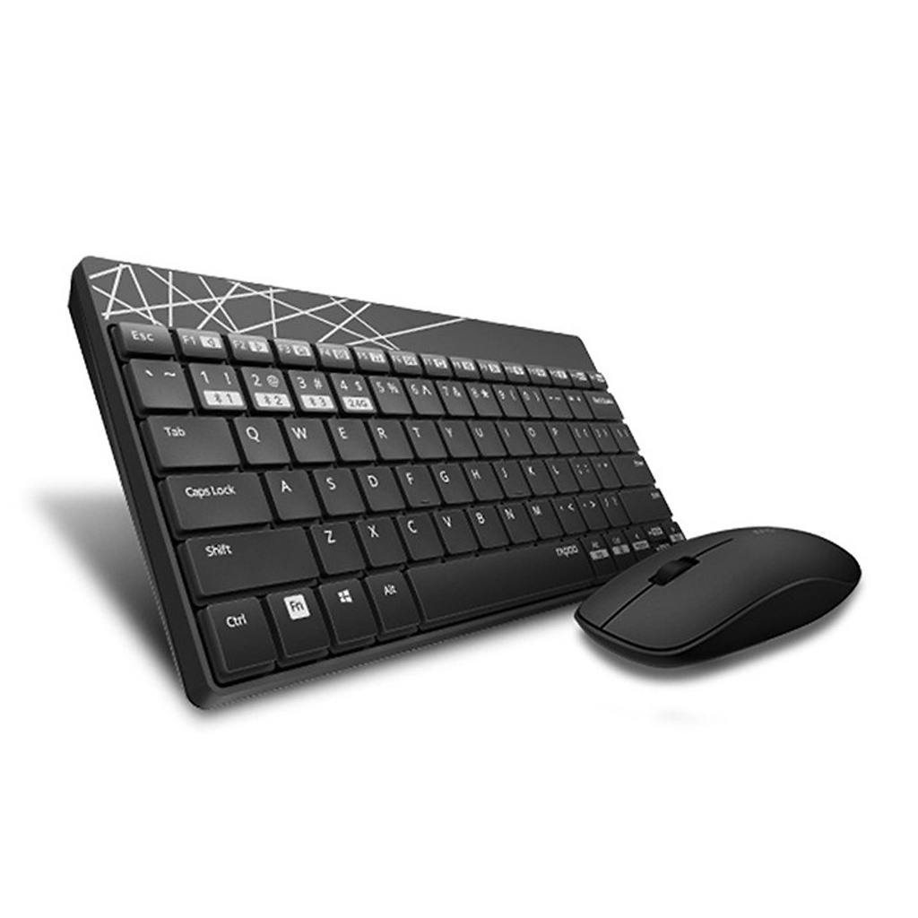 Bộ bàn phím chuột không dây Rapoo 8000M Kết nối đa thiết bị (Bluetooth 3.0/4.0/USB) - Hàng Chính Hãng