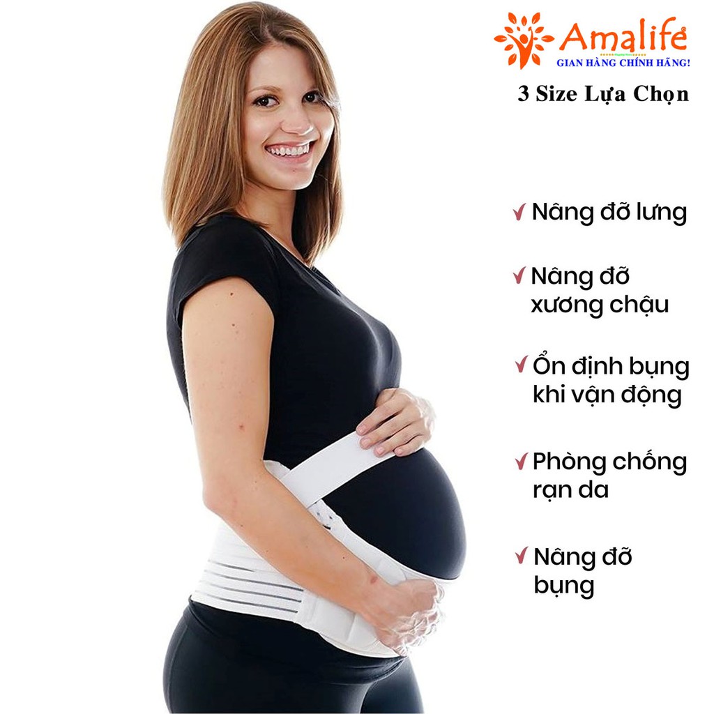 Đai Đỡ Bụng Bầu Cho Mẹ Bầu Chính Hãng Amalife - Chọn Cỡ Size L (80-115cm) Size XL (87-126cm) Size XXL (95 – 135cm)