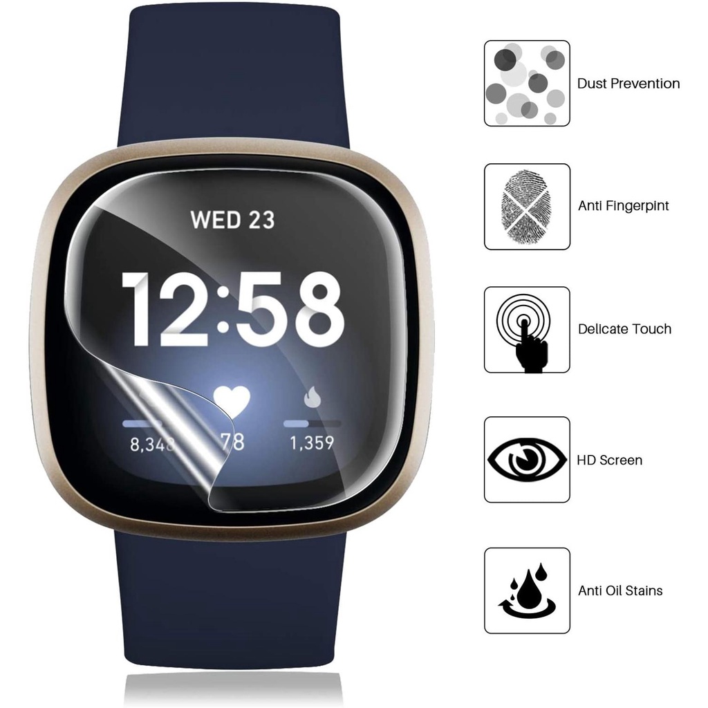 2 Miếng Dán Bảo Vệ Màn Hình Cho Đồng Hồ Thông Minh Fitbit Versa 3
