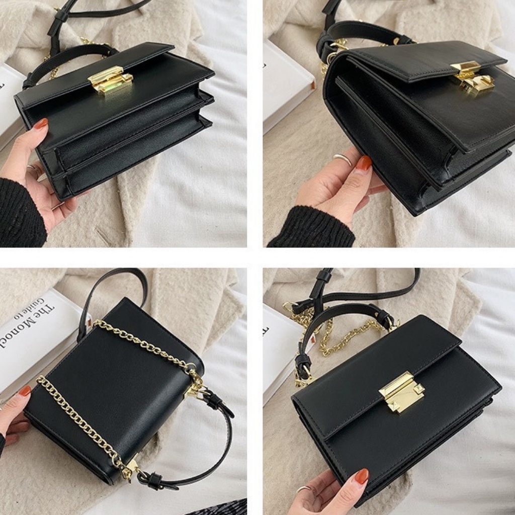 Túi xách, túi xách nữ công sở da mịn khoá gài size 20 - TXN026