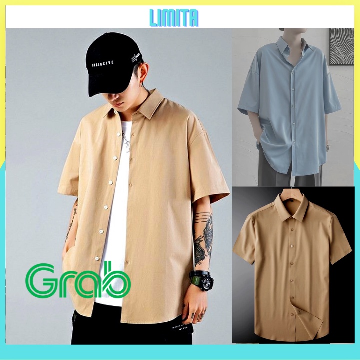 Áo sơ mi nam oversize tay ngắn form rộng phong cách hàn quốc trẻ trung năng động vải lụa mềm mịn-MRN01