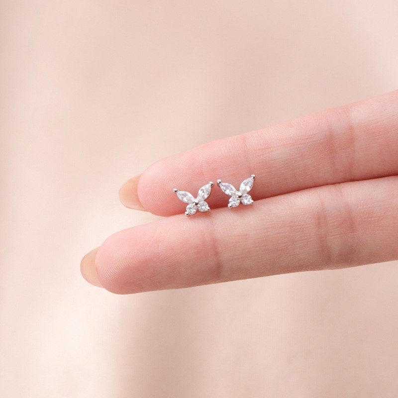 Khuyên tai bạc nữ hình bướm (Giá bán/1 đôi) [KNXK33]