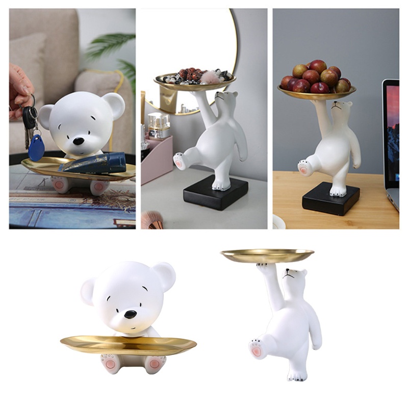 Khay Đựng Trái Cây / Trang Sức / Bánh Kẹo Hình Gấu Trắng Siêu Dễ Thương Phong Cách Bắc Âu