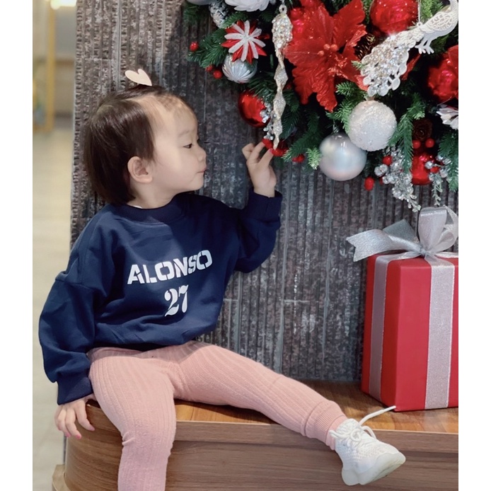 Áo nỉ bông hoodie thu đông in chữ ALONSO cho bé trai và bé gái phong cách Hàn Quốc BATALA KIDS