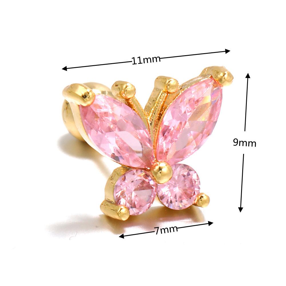 Khuyên tai đinh tán mini bằng đồng hình bướm dễ thương phong cách Hàn Quốc dành cho nữ