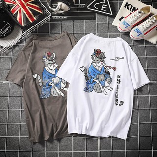 Áo thun Streetwear Họa tiết Kimono Cat