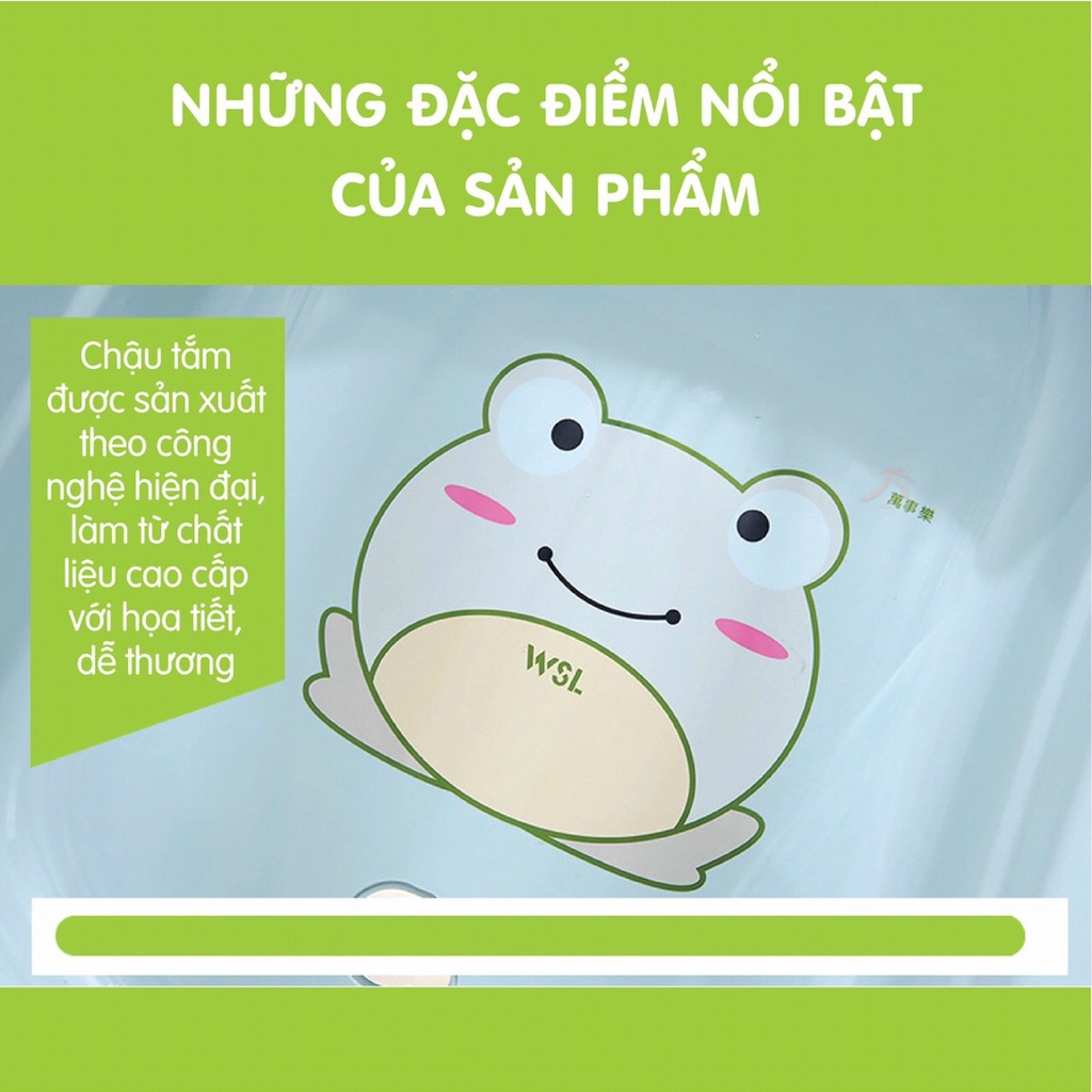 Chậu tắm ếch cao cấp cho bé màu xanh biển