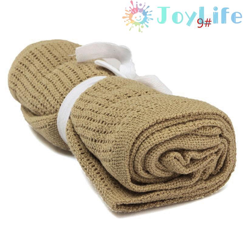 Baby  Soft  Cotton  Knitted  Net  Solid  Color  Hole  Blanket