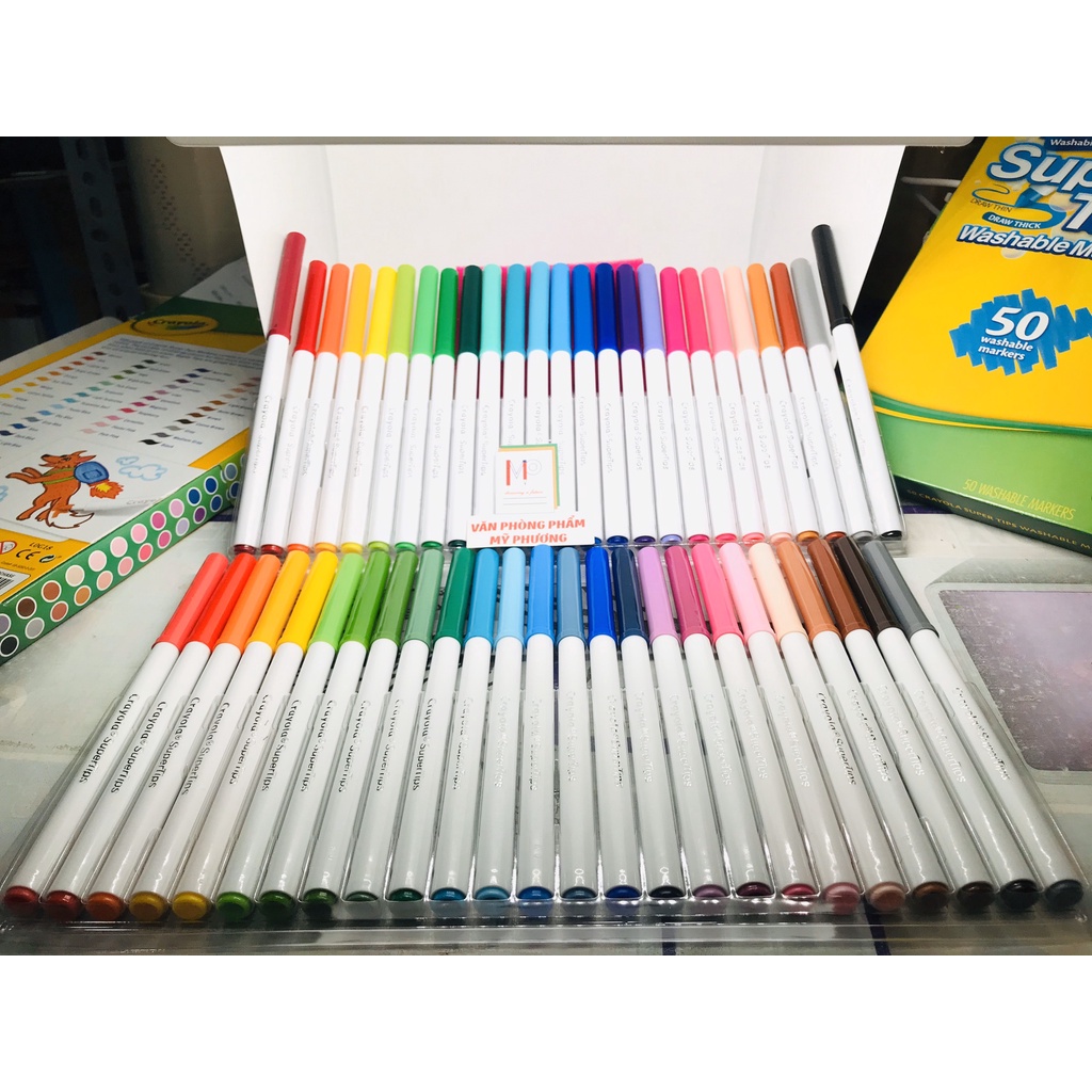 Bộ 50 cây Bút lông Dễ tẩy rửa Crayola Supertips, Nét thanh nét đậm - 585050