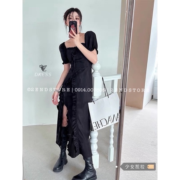 2END Váy thô nữ cao cấp dáng dài xẻ tà