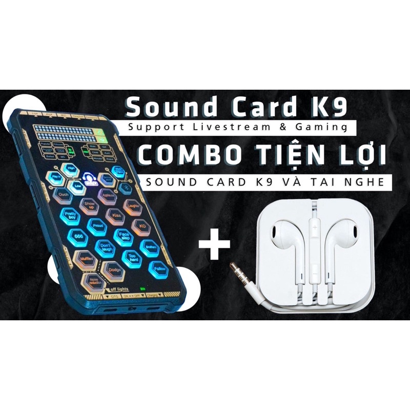 Sound card K9 mobile - Chơi game, thu âm, livestream, karaoke online đơn giản chỉ cần thêm tai nghe, auto tune, nhỏ gọn