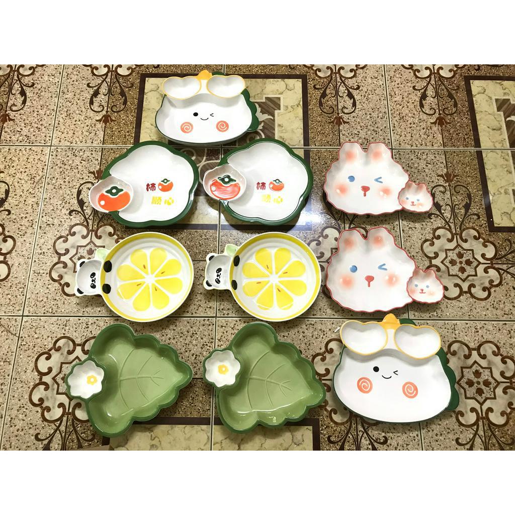 ĐĨA SỨ KUTE KÈM KHAY CHẤM