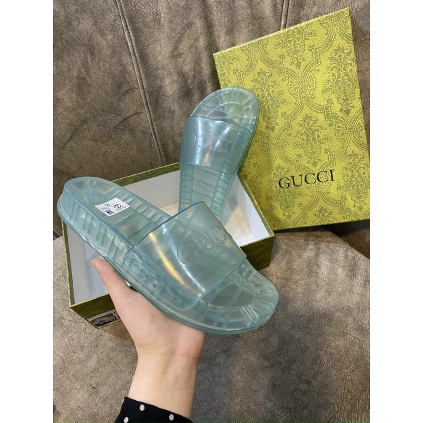 [ Full Box + Bill ] Dép Nam Nữ Gucci Trong Suốt Đủ Màu Freesize, Dép Quai Ngang GC Siêu Cấp Hot Hit 2022