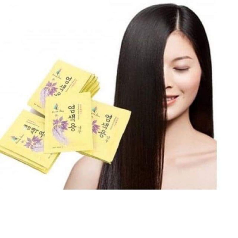 Gội đen tóc nhân sâm Hàn Quốc 1 hộp 10 gói tặng kèm bao tay