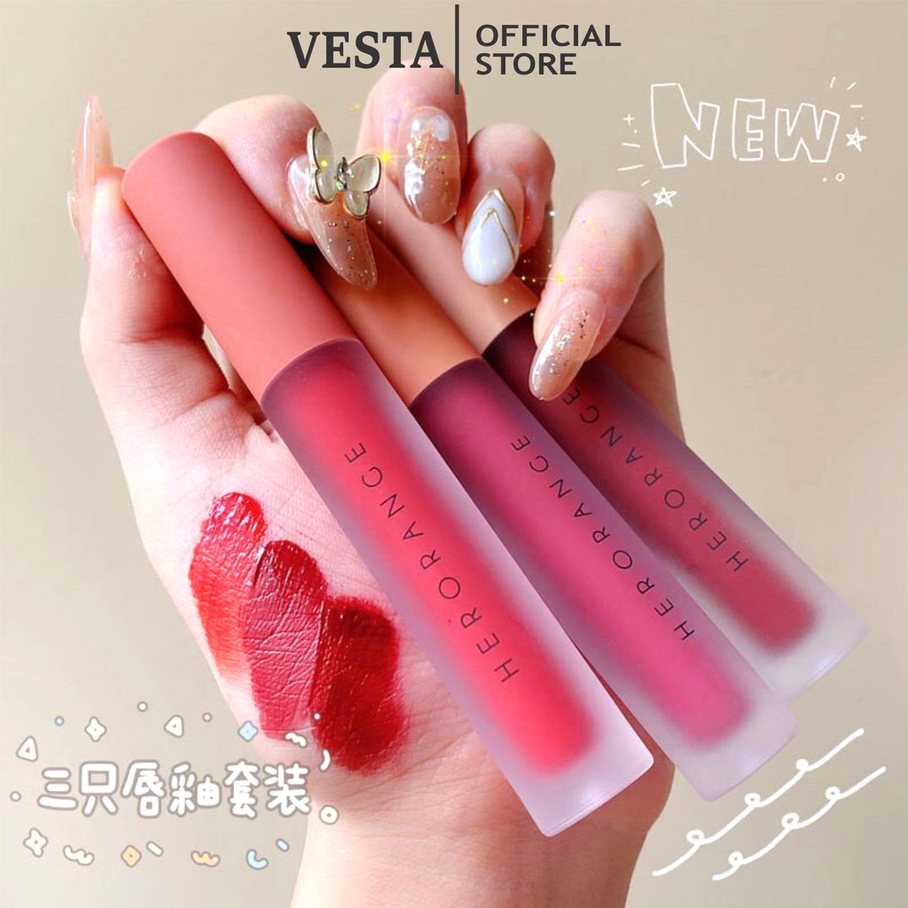 Son Kem Lì Herorange Set 3 Cây Fluffy Lip Glaze | BigBuy360 - bigbuy360.vn
