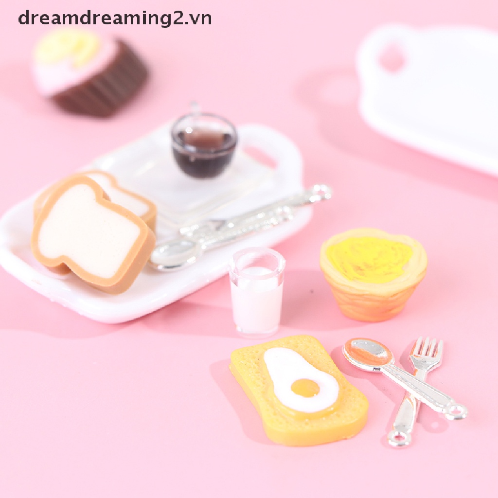 Bộ Ly Cà Phê Sữa Kèm Khay Thức Ăn Cho Búp Bê Tỉ Lệ 1: 12