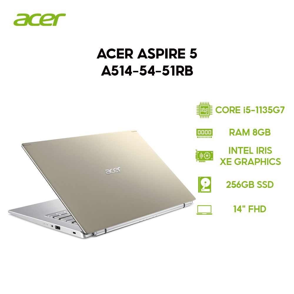 Laptop Acer Aspire 5 A514-54-51RB i5-1135G7 | 8GB | 256GB | Intel Iris Xe Graphics | 14" FHD | Win 10