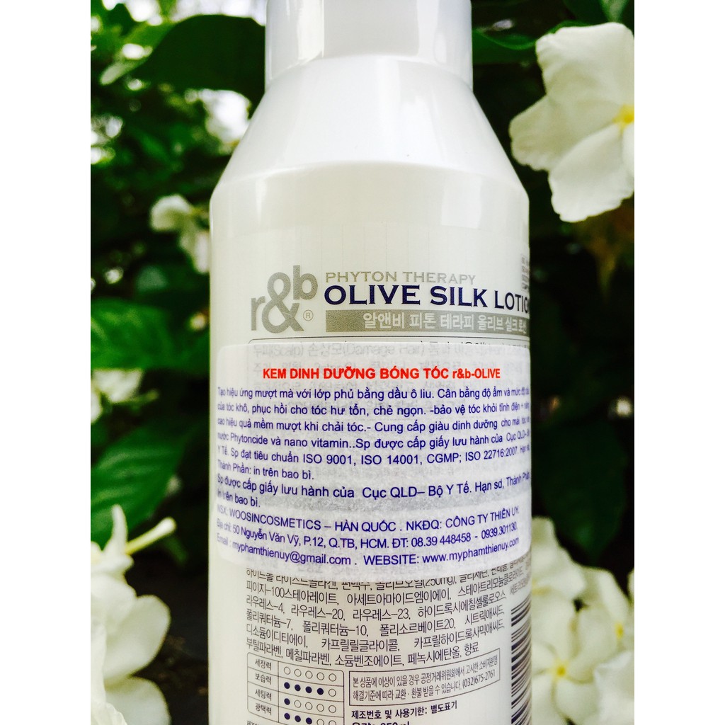 Kem dưỡng bóng tóc R&B Olive Silk Lotion 250ml
