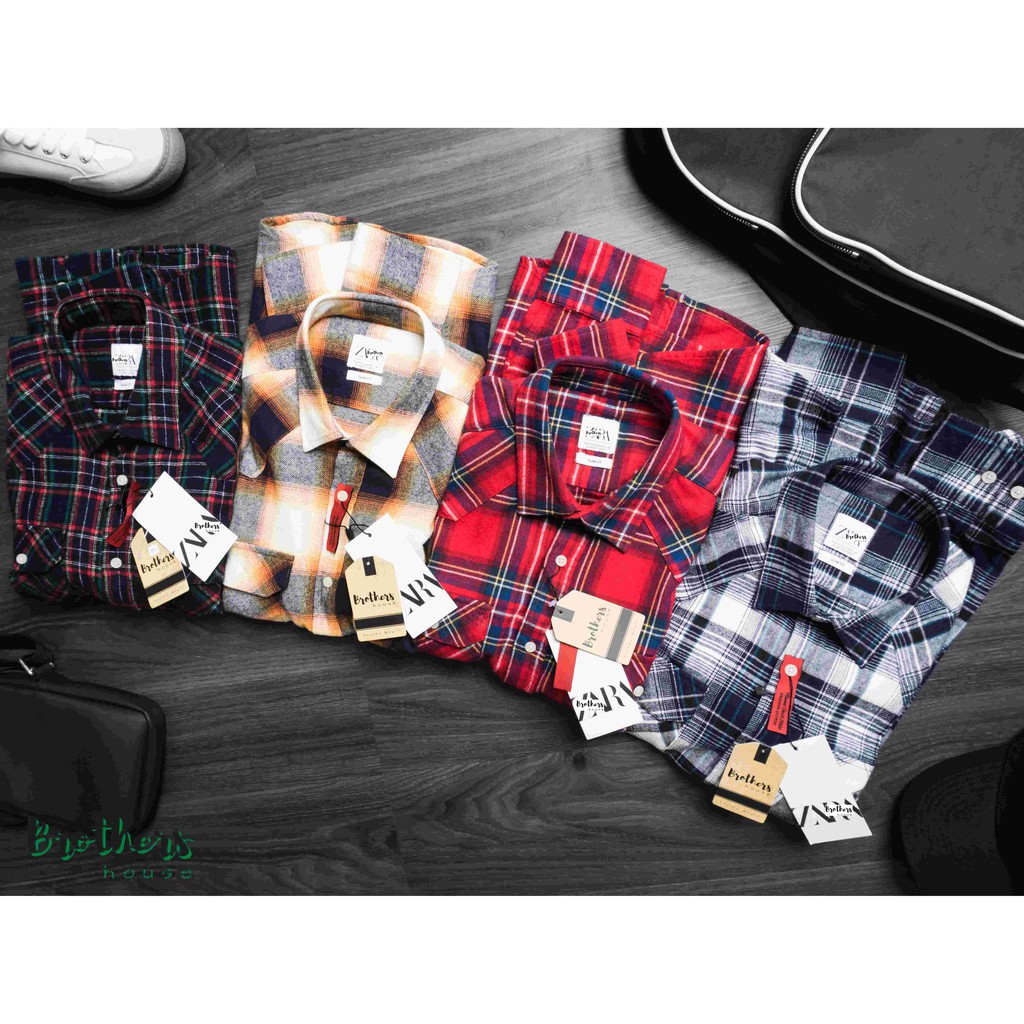 Áo sơ mi nam zara vải flannel ca rô trẻ trung