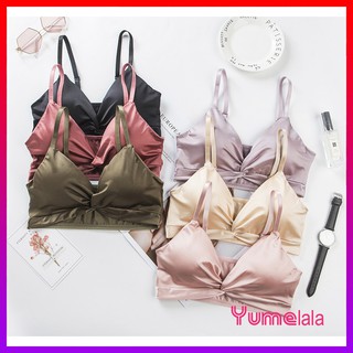 Áo bra satin phi lụa bóng cao cấp 3m - mút matxa tháo rời - dây đeo điều chỉnh được