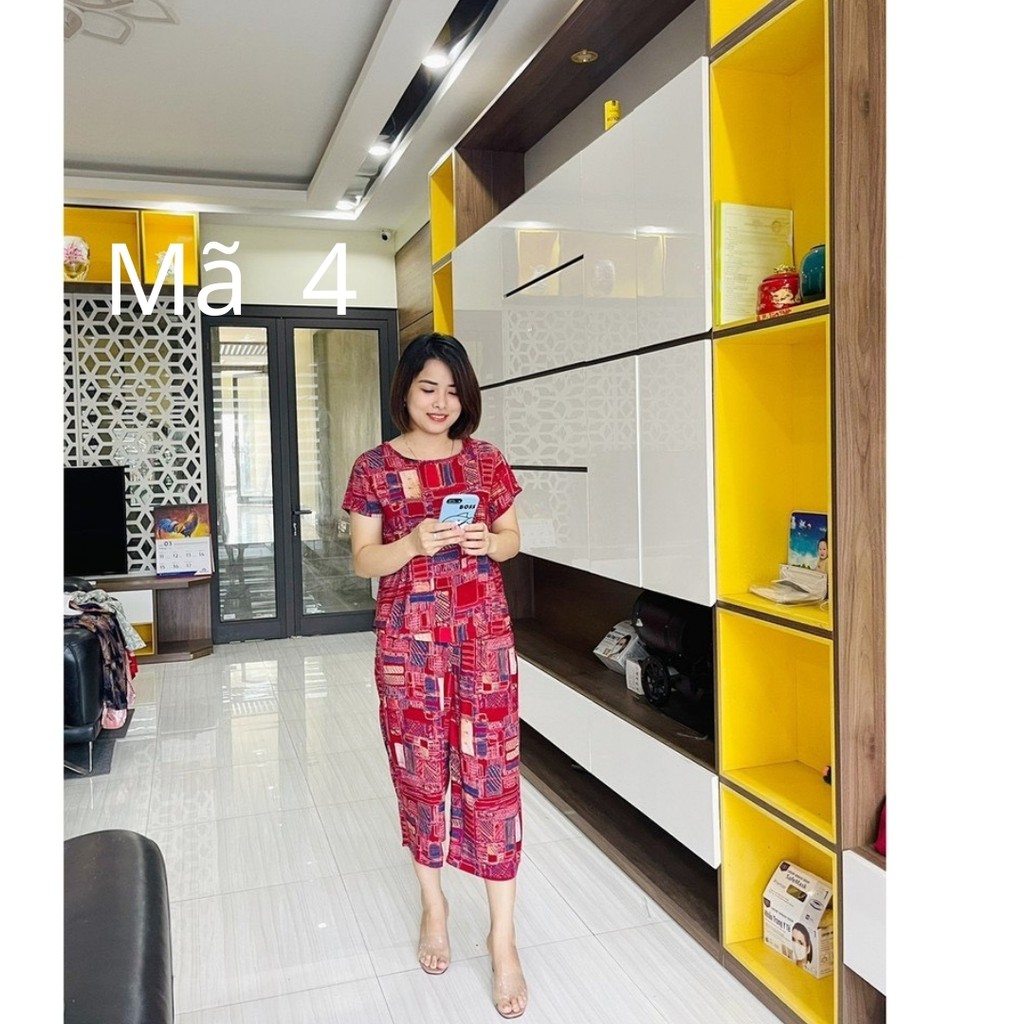 Đồ Bộ Trung Niên- Áo Tay Cộc Quần Lỡ Cho Bà, Cho Mẹ [ CHất Vải Lanh Nhung Cao Cấp ]