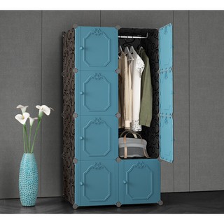 [ Thanh Lí] Tủ Nhựa Để Quần Áo 8 Ô Lắp Ghép Tiện Dụng Tặng Kèm Thanh Treo. Sâu 47cm.
