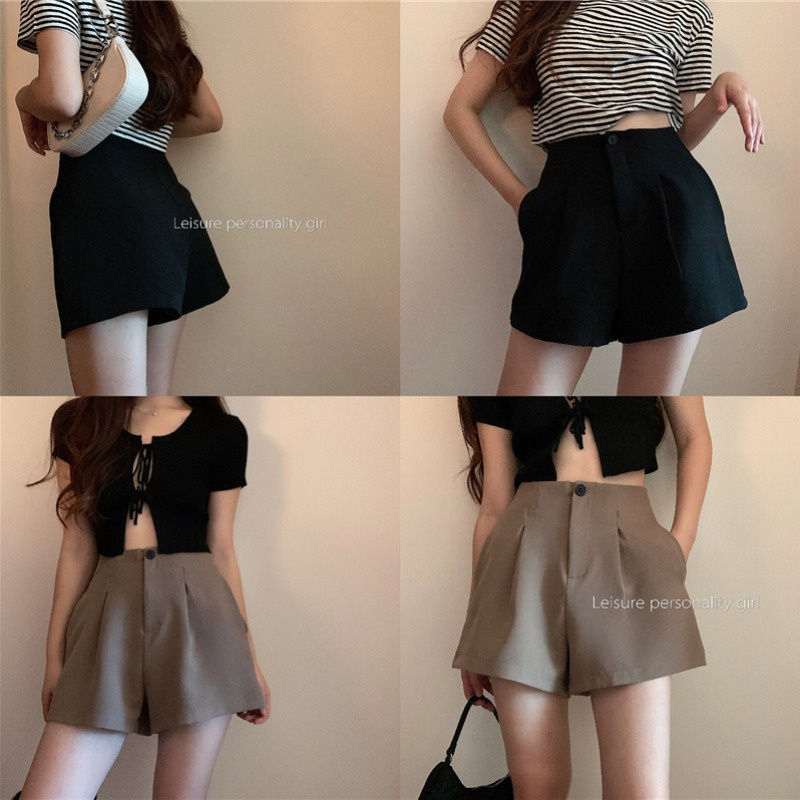 Quần Short Nữ Lưng Cao Ống Rộng Thời Trang Hàn Quốc