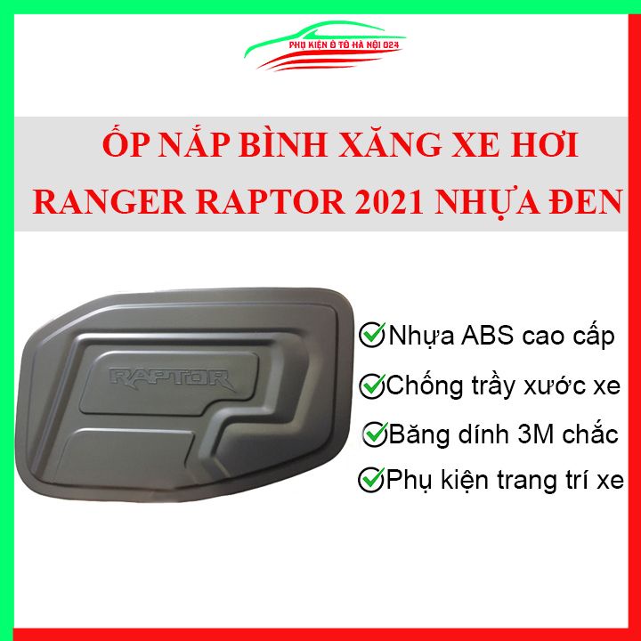 Ốp nắp xăng Ranger Raptor 2021 nhựa đen bảo vệ chống trầy trang trí ô tô