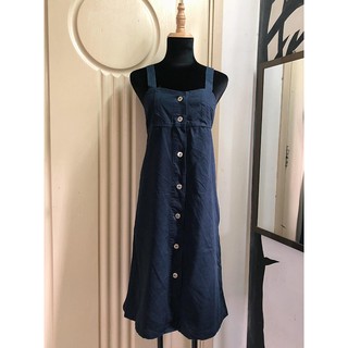 Đầm dây bản to form suông Kaki jean Size M L 120k