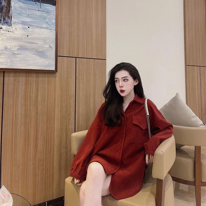 [ RẺ VÔ ĐỊCH] Áo sơ mi đỏ túi nắp chất dày dặn mềm mịn | BigBuy360 - bigbuy360.vn