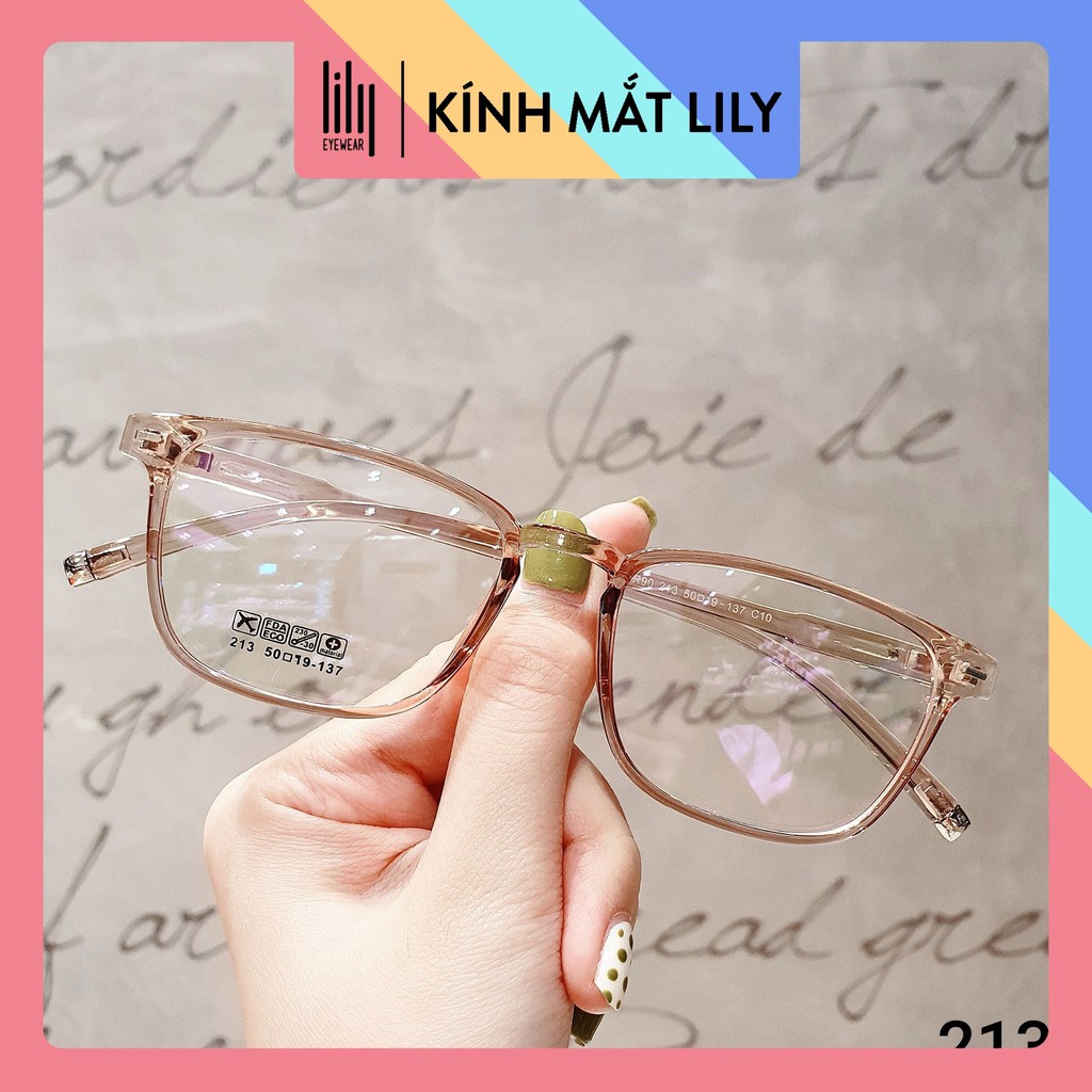 Gọng Kính Cận Vuông Nam Nữ Nhựa Dẻo L213 Gọng Kính Mắt Vuông Thời Trang Hàn Quốc Lilyeyewear