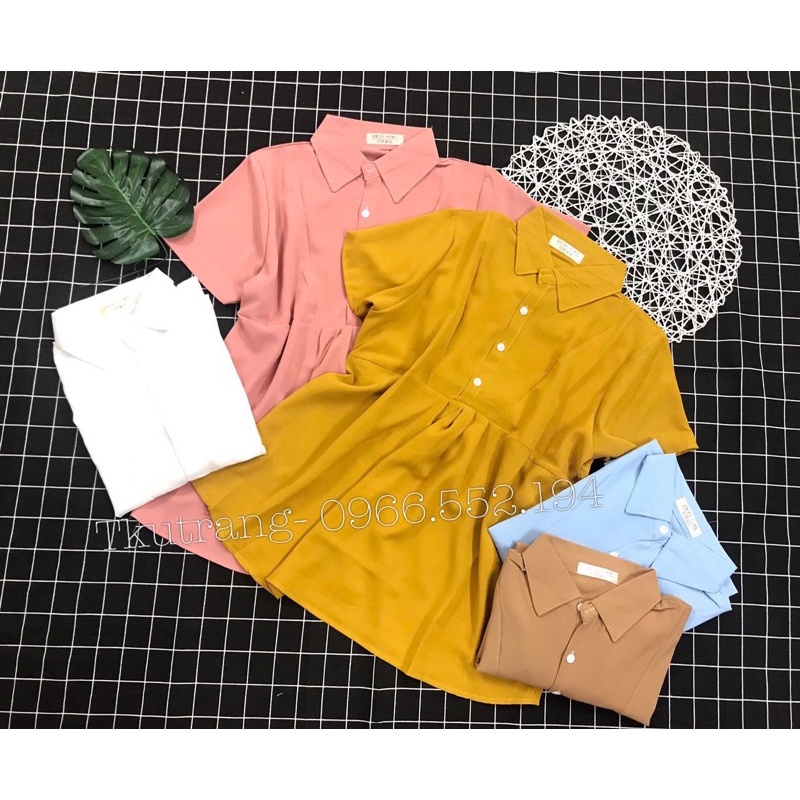 Áo bầu sơ mi cộc tay - nhiều màu sắc siêu xinh