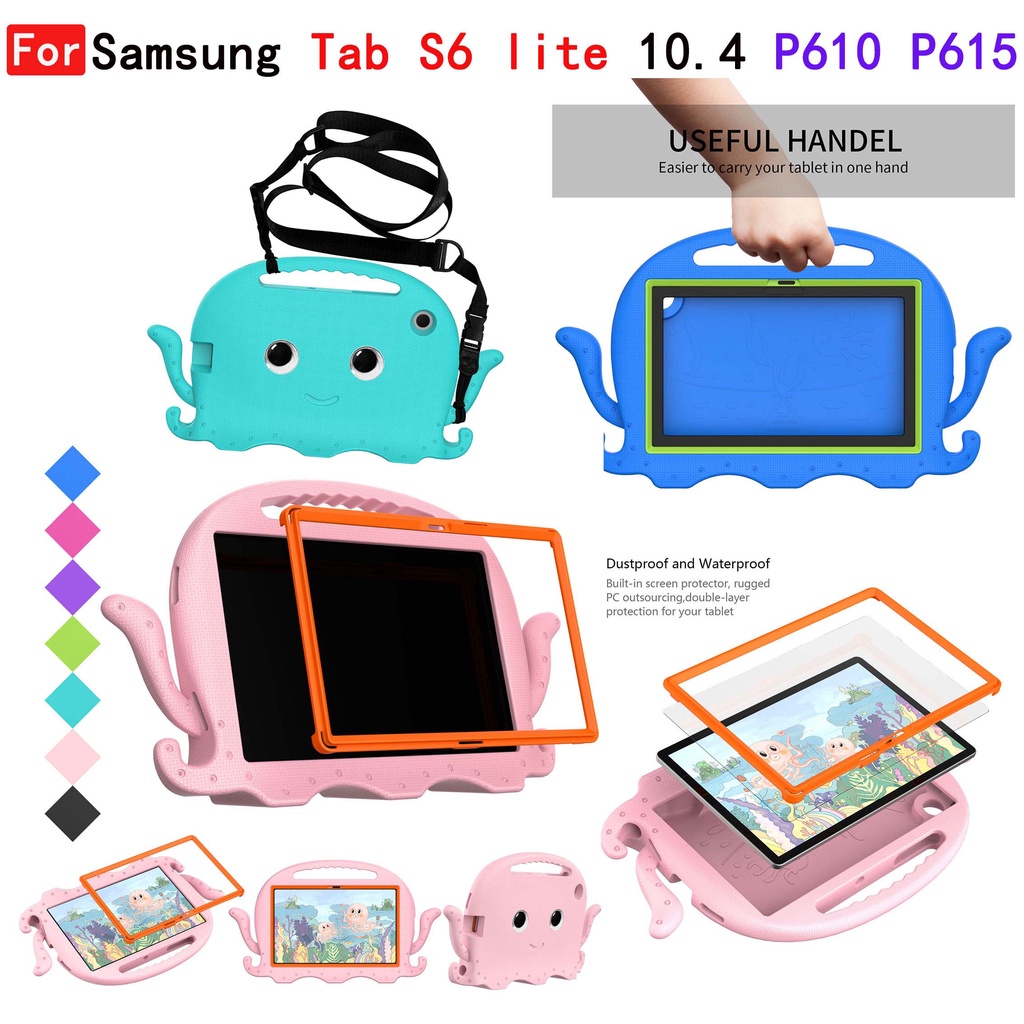 Ốp Máy Tính Bảng Chống Sốc Có Giá Đỡ + Dây Đeo Vai + Ngăn Đựng Bút Cho Samsung Galaxy Tab S6 Lite 10.4 inch 2020