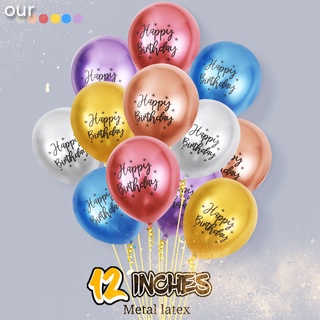 Bong Bóng Cao Su 12 Inch In Chữ Happy Birthday Trang Trí Tiệc Cưới