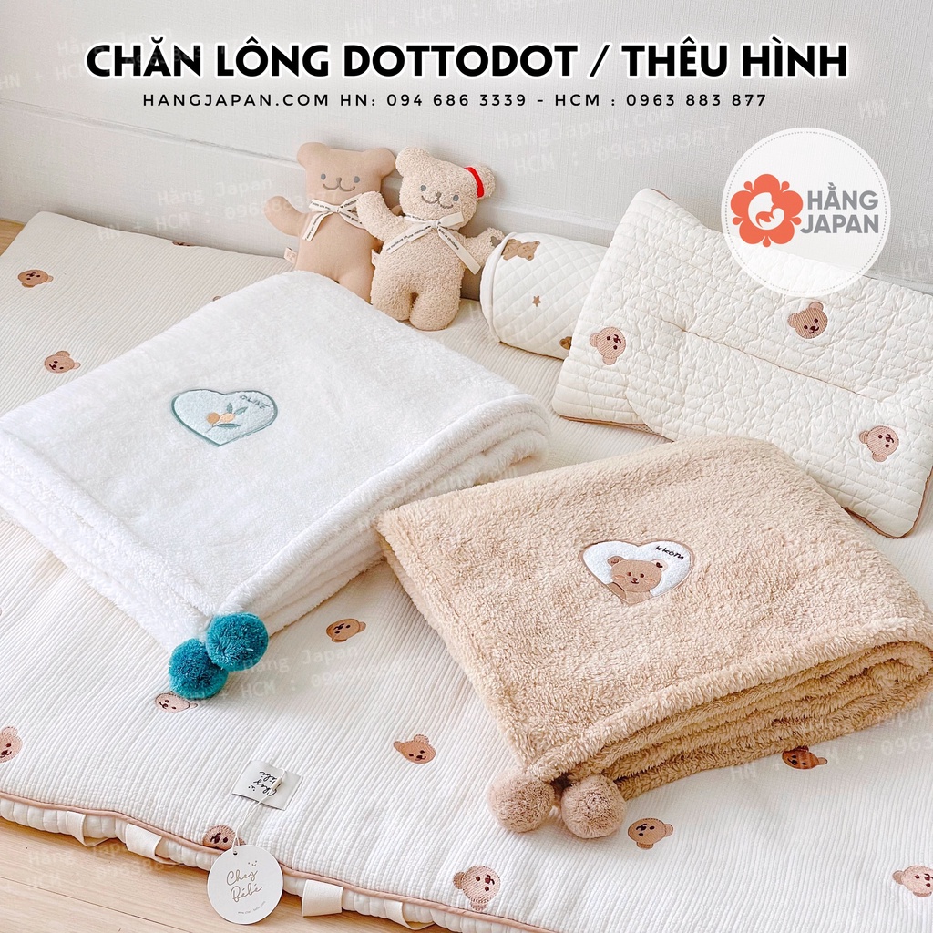 Chăn lông thêu họa tiết Dottodot phiên bản 2022 kích thước 90*130cm