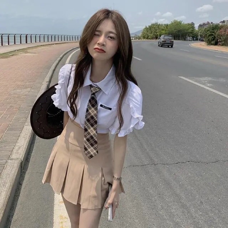 Chân Váy Chữ A Xếp Ly Màu Be Hàng Quảng Châu Siêu Đẹp (Ảnh thật ở cuối) | BigBuy360 - bigbuy360.vn