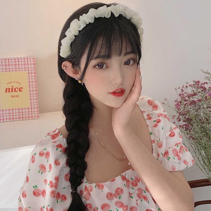 Băng Đô Vải Màu Trơn Xếp Ly Đơn Giản Thời Trang Hàn Quốc