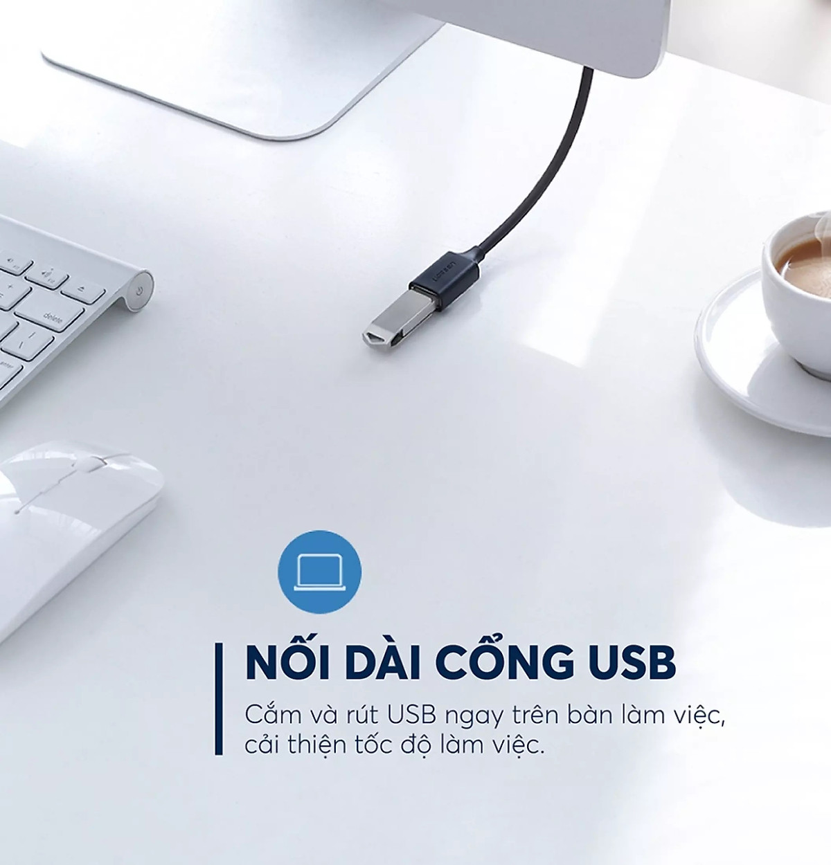 Sale Dây nối dài USB 2.0 (1 đầu đực, 1 đầu cái) dài 2m UGREEN US103 10316 - Hàng Chính Hãng