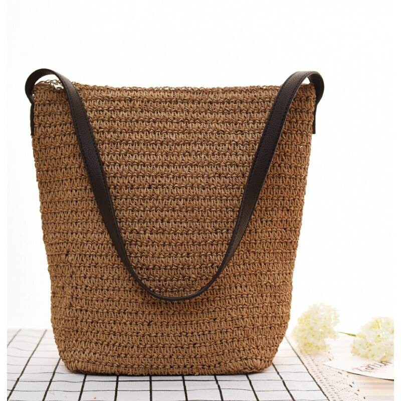 Túi xách cói Labonia màu trơn thời trang đi biển cho nữ