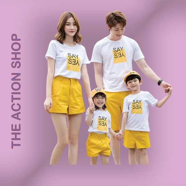 Áo Gia Đình 3/4/5 Người Đồ Đôi Mẹ Và Bé Thun Cotton Dày Dặn Đồng Phục Gia Đình Gd0023T Bin Action