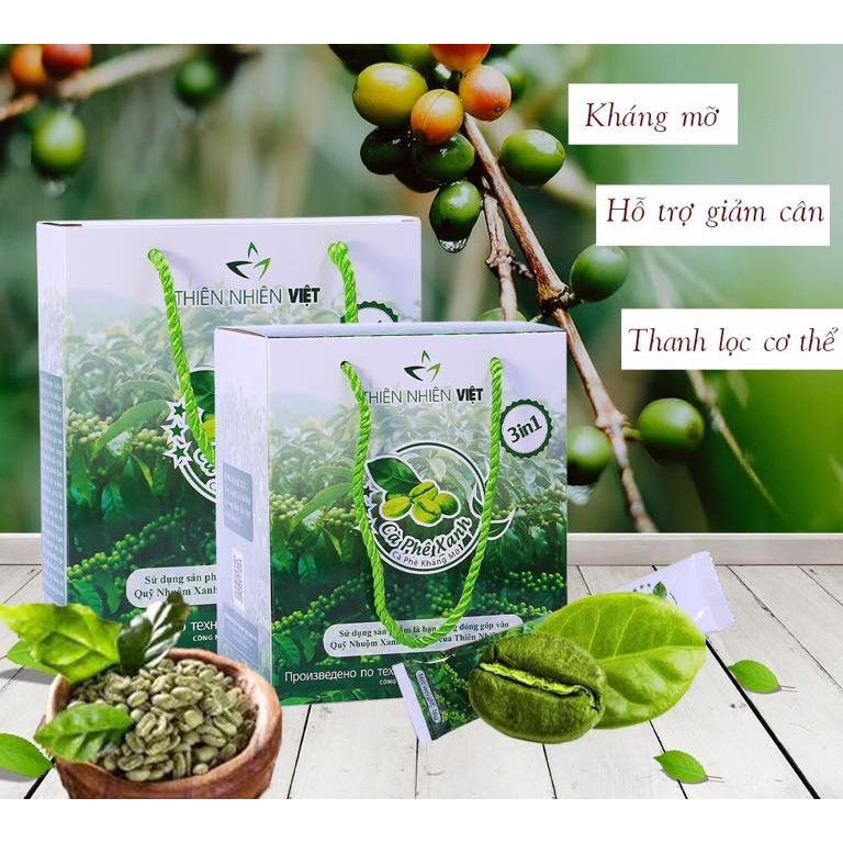 Hộp 10 Gói Cafe Xanh Giảm Cân Thiên Nhiên Việt Giảm Mỡ - eo thon dáng gọn chỉ trong 10 ngày sử dụng __NgaAnhShop