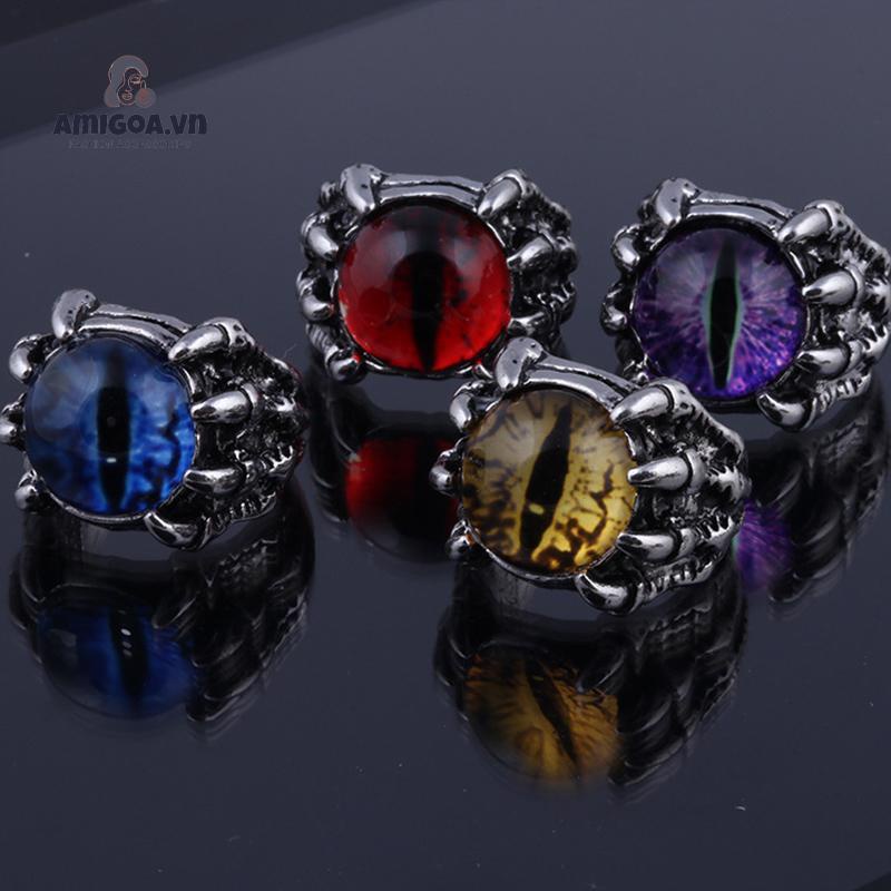 ✨✨Nhẫn hở có thể điều chỉnh hình móng vuốt rồng mắt quỷ phong cách punk vintage