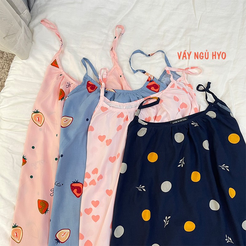 Váy lanh 2 dây hoa nhí đầm ngủ sexy thun lanh tole lụa mềm thoáng mát VN-01 | BigBuy360 - bigbuy360.vn