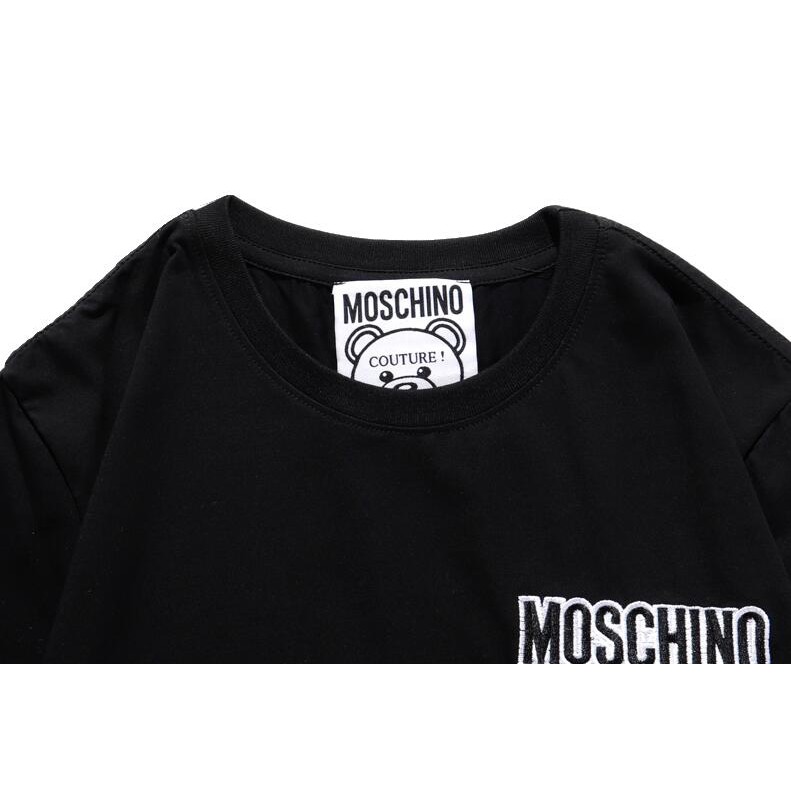 Áo thun chất liệu vải cotton tay ngắn có thêu hoạ tiết moschino thời trang