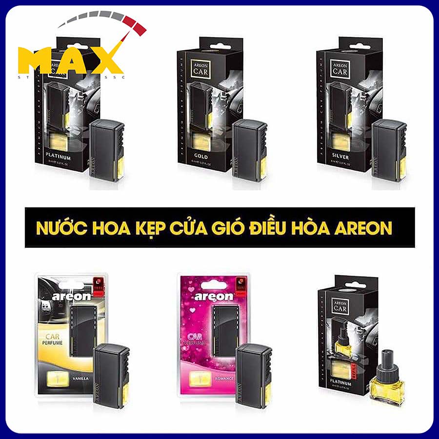 Nước Hoa Kẹp Cửa Gió Ô Tô AREON MAX STORE Chính Hãng Khử Mùi Xe Hơi Hương Thơm Thiên Nhiên